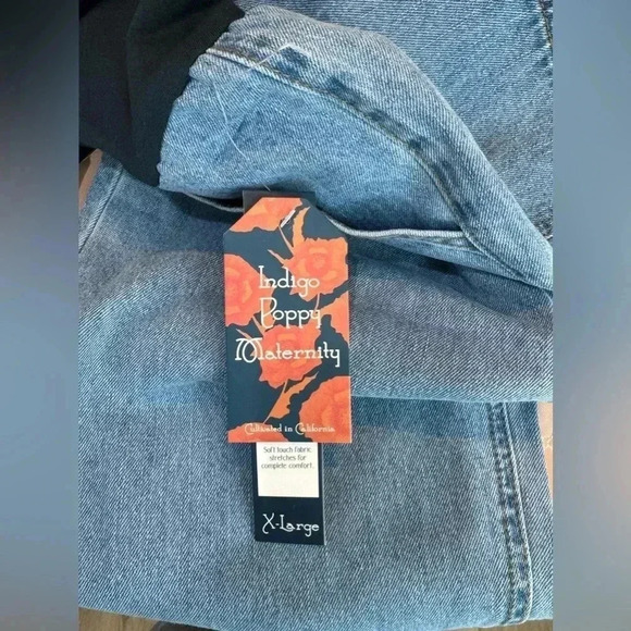 Indigo Poppy XL Maternity Jeans with Elastic Ankle and Belly Band - Picture 11 of 14